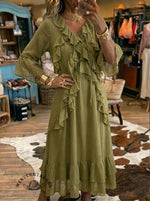 Women's Casual Ruffled V-neck Dress