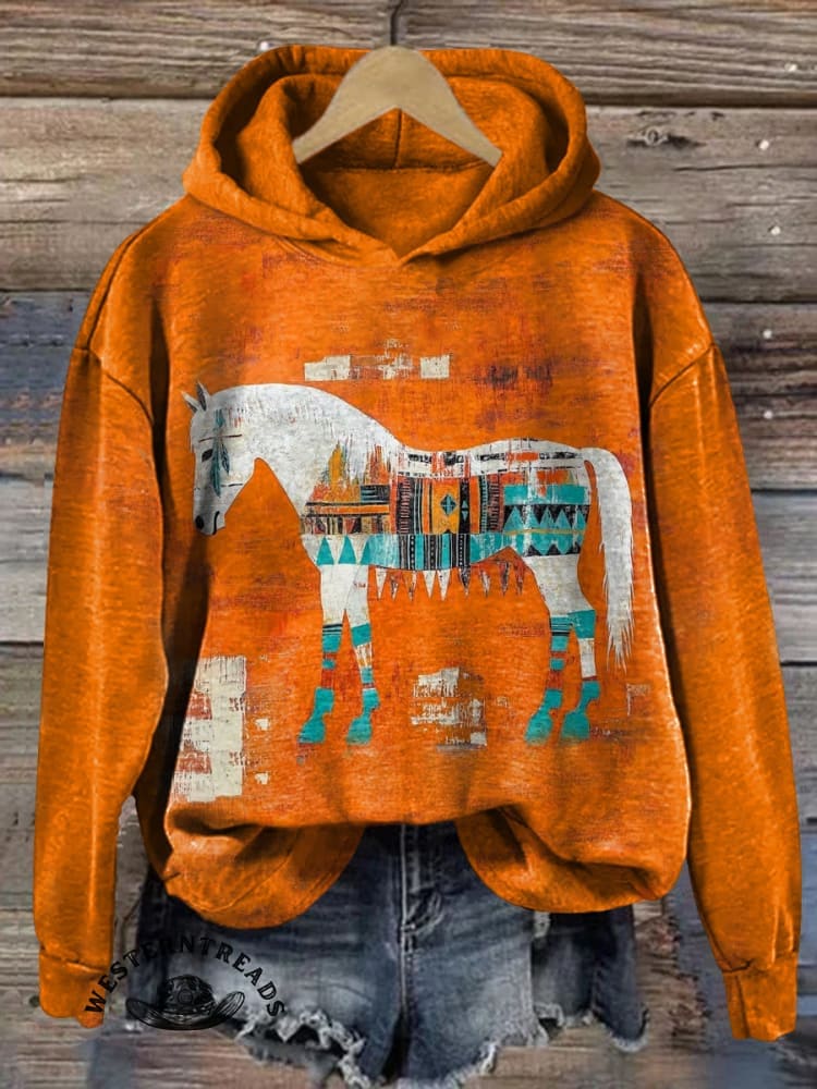 Retro Horse Casual Cotton Sweatshirt