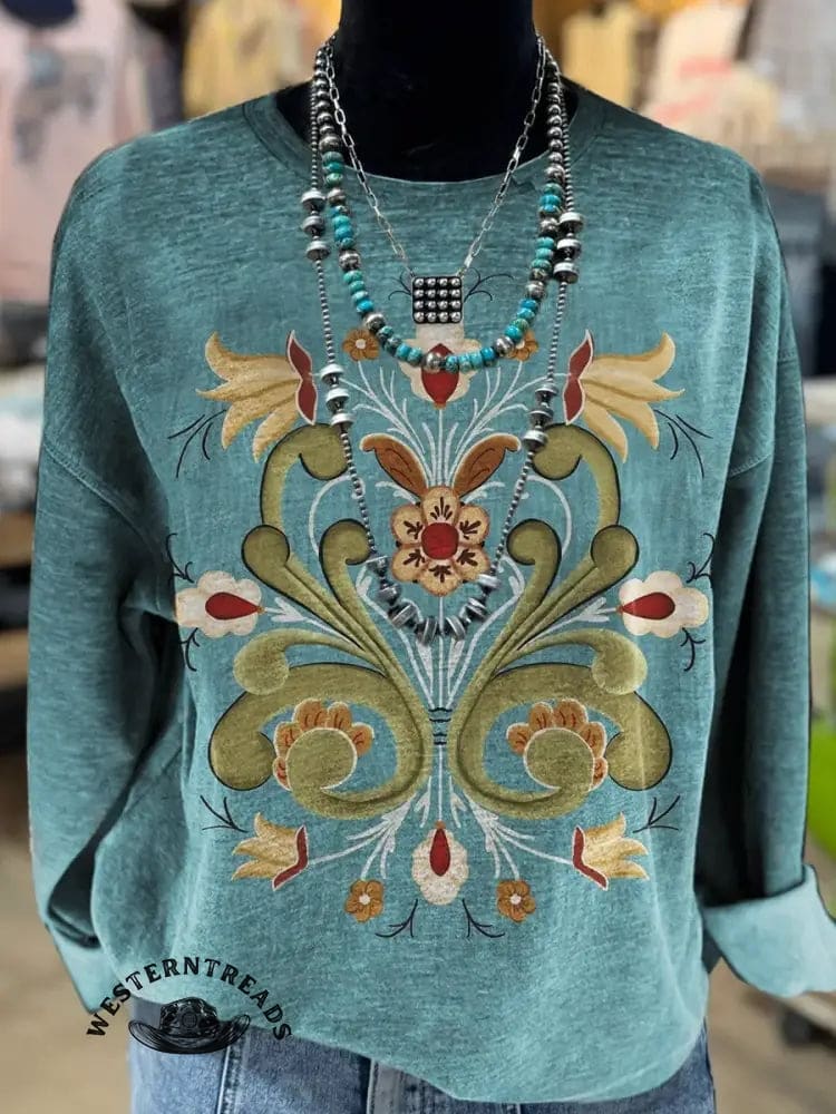 Vintage Flowers Art Print Casual Sweatshirt