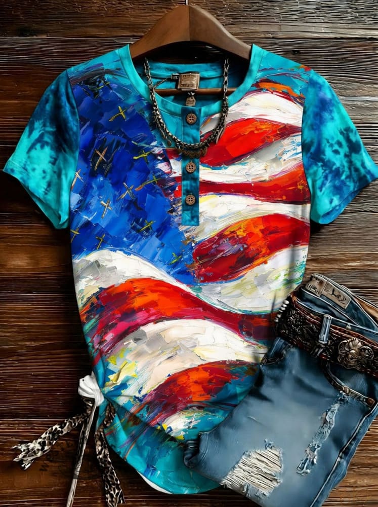 Retro Art Print Polo T-shirt