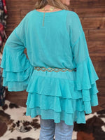 Boho Ruffle Layered Tunic Top