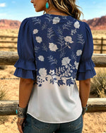 Vintage Floral Art Print Comfortable Summer Fabrics Casual Shirt