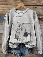 Valentine Horse Art Print Casual Cotton Sweatshirt