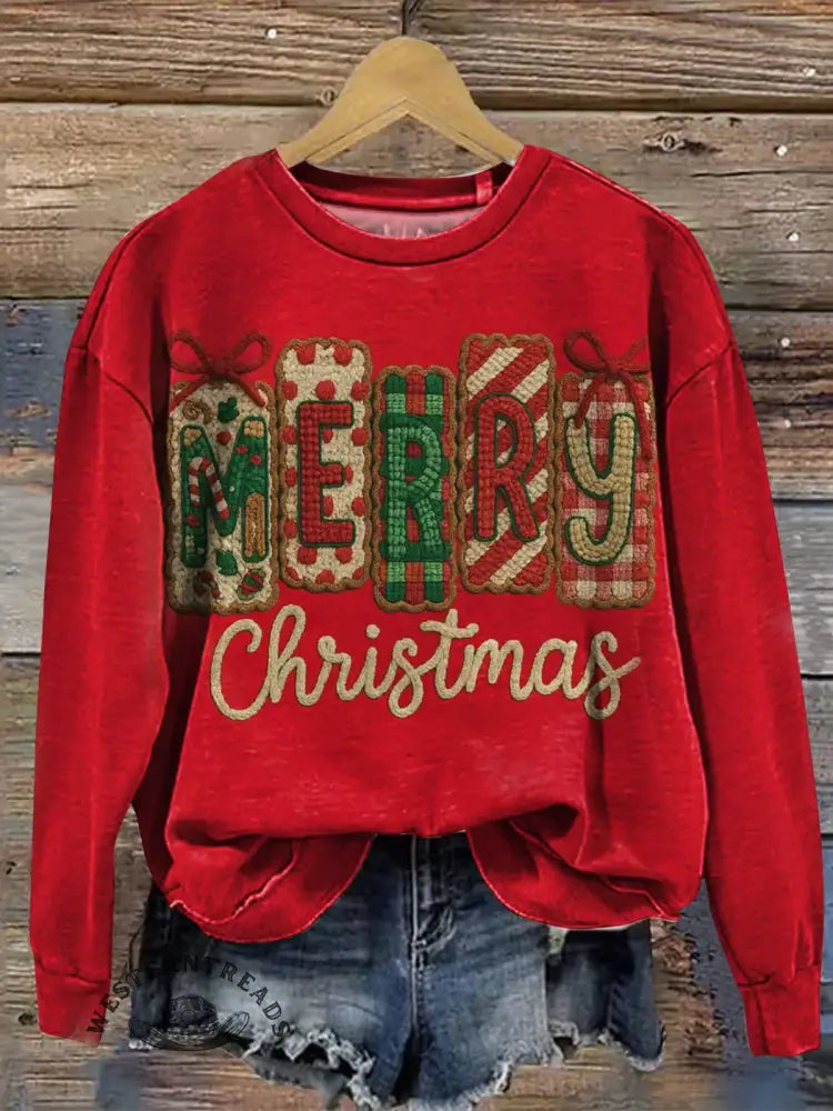 Vintage Christmas Art Print Casual Sweatshirt