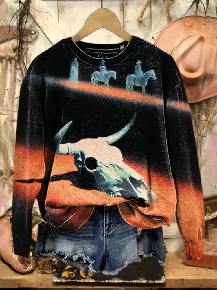 Vintage Western Thermal Imaging Effect Art Print Sweatshirt