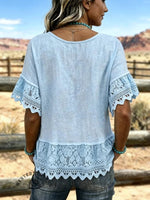 Women's Vintage Lace Patchwork Casual Shirt