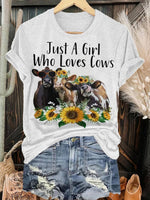 Cattle & Sunflower Print T-shirt