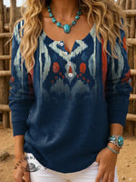 Retro Art Pattern Print Buttoned Cardigan Sweater