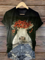 Vintage Cow Art Print T-shirt