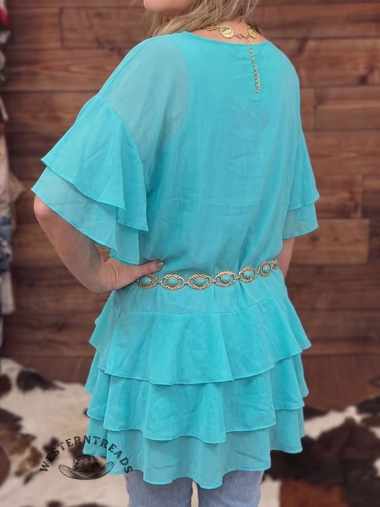 Boho Ruffle Layered Tunic Top