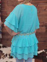 Boho Ruffle Layered Tunic Top