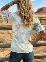 Women's Retro Art Puff Sleeve Casual Shirt