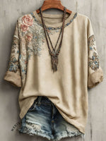 Women's Vintage Printed Casual Short Sleeve T-Shirt