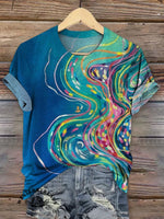 Vintage Art Print Casaul Short Sleeve T-shirt