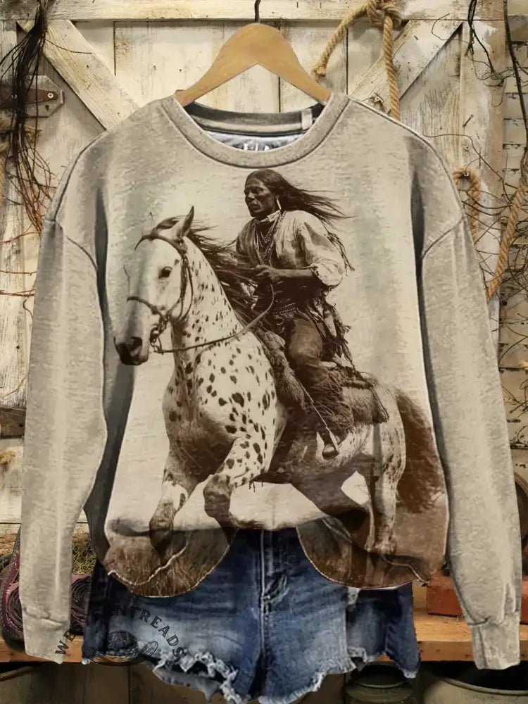 Native American Art Print Casual Sweatshirt