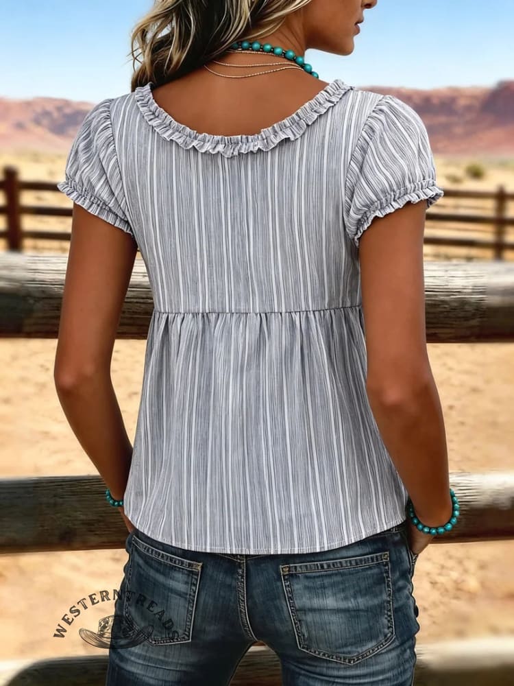 Women's Vintage Pleating Patchwork Casual Shirt