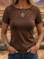 Women's Retro Hollow Patchwork Casual Top