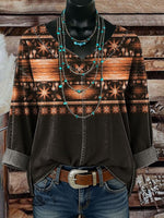 Vintage Aztec Casual Denim Top