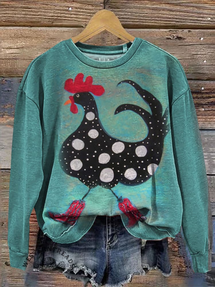 Vintage Farm Animals Art Print Casual Cotton Sweatshirt