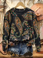 Vintage Paisley Art Print Casual Cotton Sweatshirt