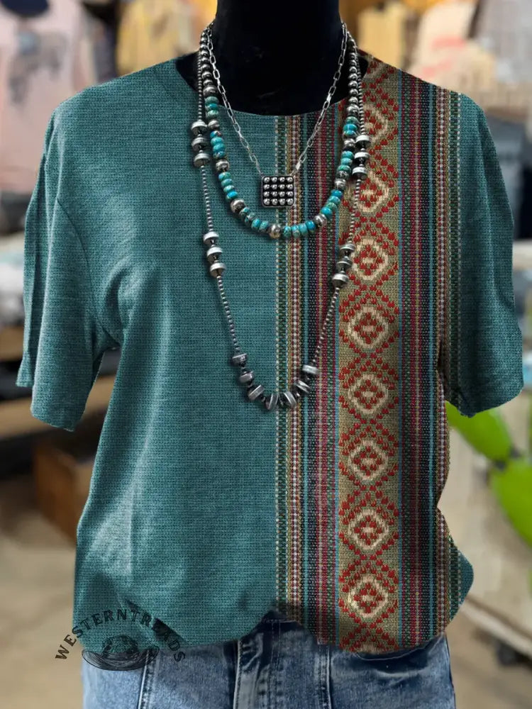 Retro Aztec Print T-shirt