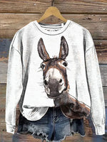 Funny Donkey Art Print Casual Cotton Sweatshirt