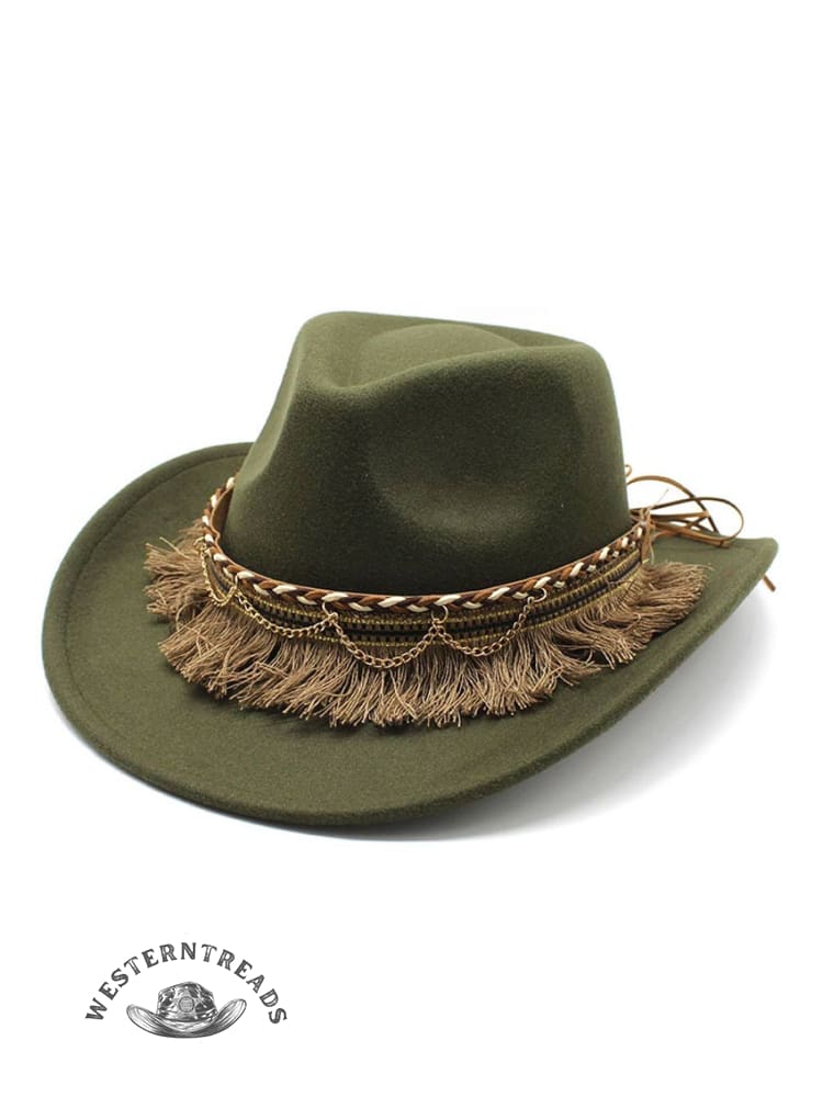 Retro Fringed Felt Hat