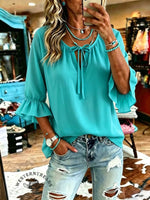 Women's Vintage Patchwork Chiffon Casual Shirt