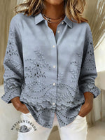 Women's Retro Floral Print Casual Cotton Shirt