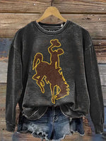 Western Cowboy Art Print Casual Sweatshirt