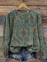 Vintage Flowers Art Prints Casual Cotton Sweatshirt