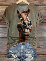 Funny Horse Art Print T-shirt