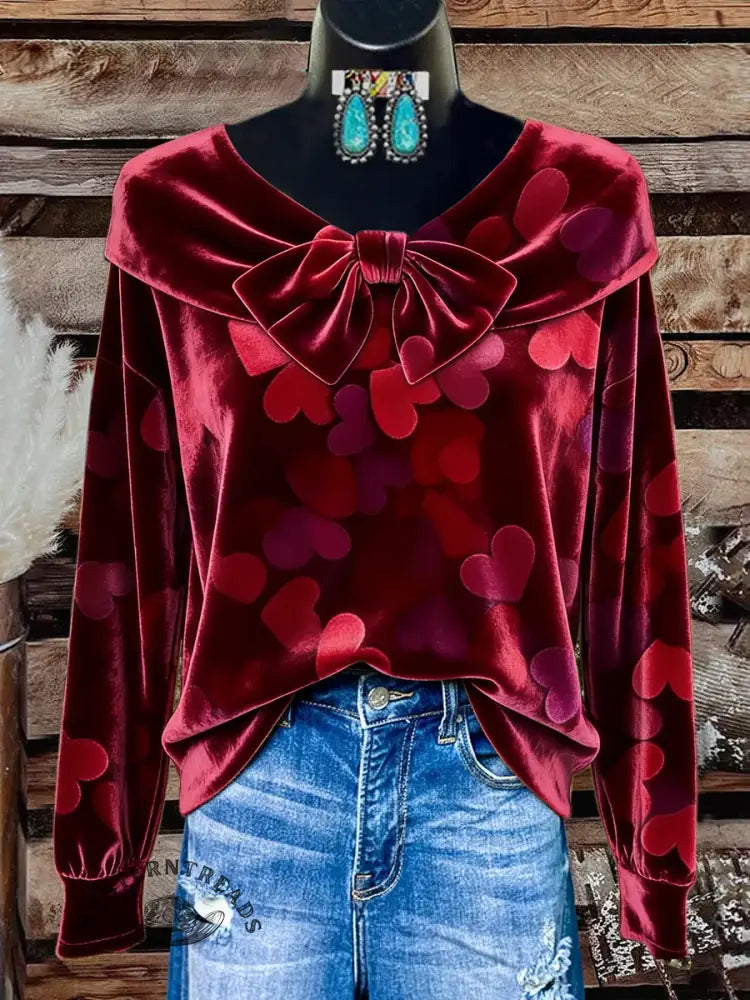 Women's Valentine's Day Casual Velvet Top