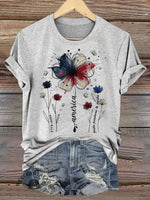 Vintage America Art Print Casual Short Sleeve T-shirt