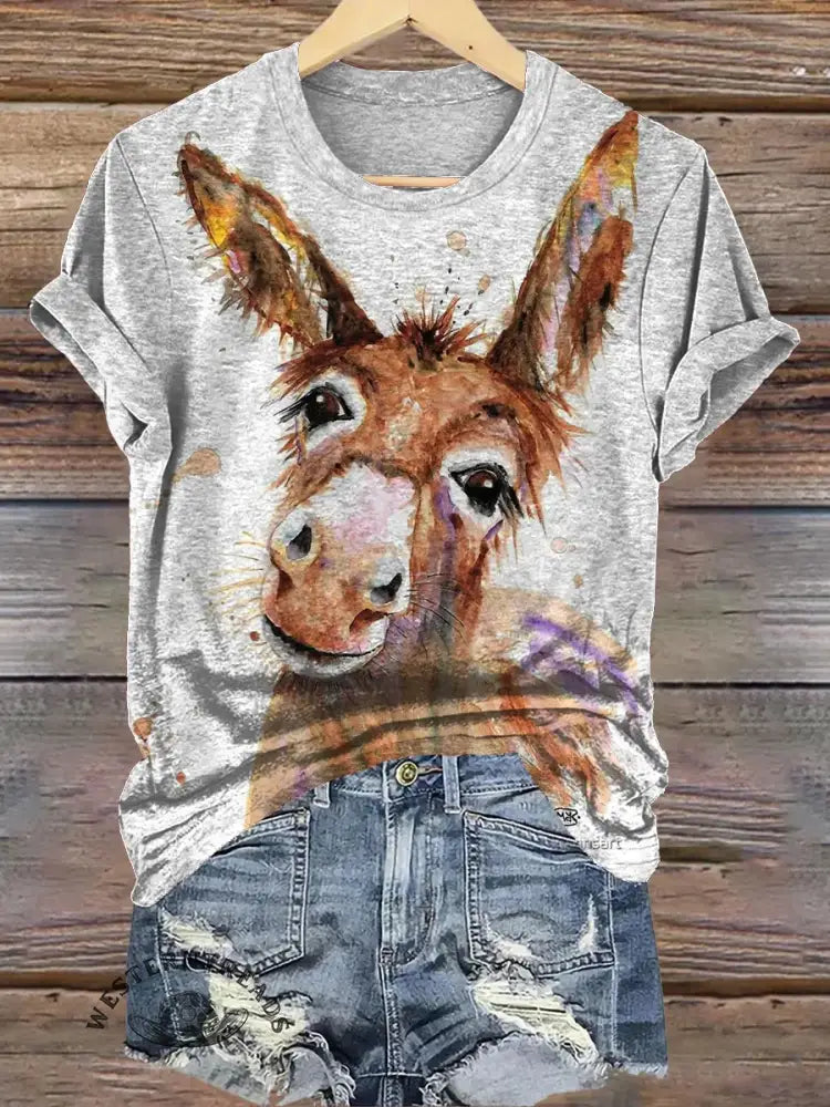 Cute Donkey Art Print T-shirt