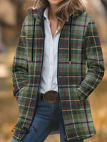 Hunting Ancient Tartan Print Unisex Plush Thick Long-sleeved Cardigan Coat