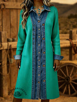 Women's V-neck Denim Patchwork Knitted Coat