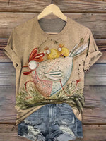 Funny chicken Printed Casual Short-sleeved T-shirt
