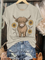 Cattle & Sunflower Print T-shirt