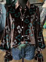 Women's Leopard Print Casual Velvet Top