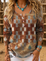 Vintage Aztec Art Print Casual Sweater