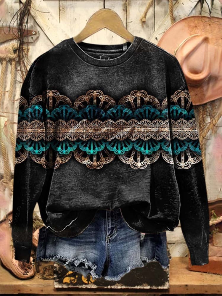 Vintage Art Print Casual Cotton Sweatshirt