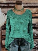 Women's Vintage Floral Art Print Casual Long Sleeve T-shirt