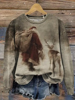 Vintage Christmas Art Print Casual Sweatshirt
