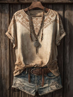 Aztec Art Print Casual Short Sleeve T-shirt