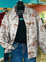 Women's Western Art Print Casual Quilted Jacket