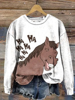 Funny Laughing Horse Casual Cotton Sweatshirt