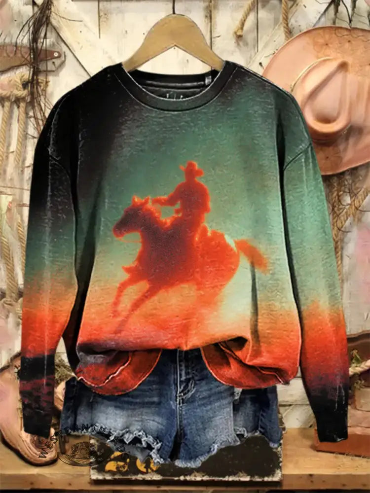 Vintage Western Thermal Imaging Effect Art Print Sweatshirt