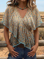 Vintage Polka Dot Art Print Comfortable Summer Fabrics Casual Shirt
