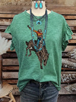 Vintage Elegant Soft Western Cotton T-shirt Top